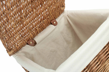 LIGHT STEAMED SMALL SQUARE LAUNDRY BASKET with WHITE LINING