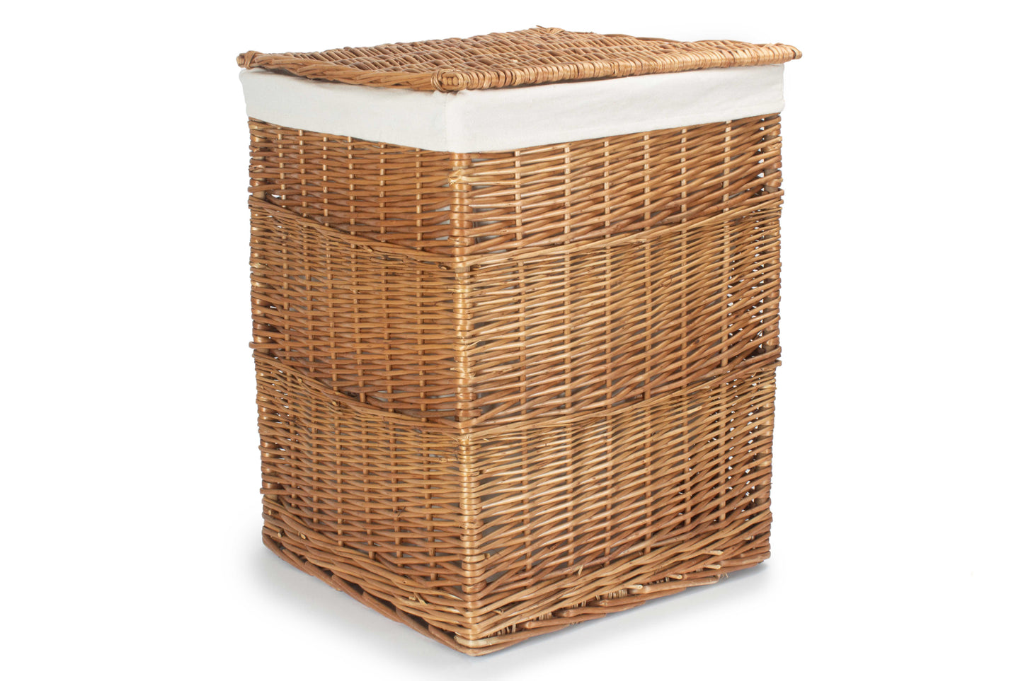 LIGHT STEAMED LARGE SQUARE LAUNDRY BASKET with WHITE LINING
