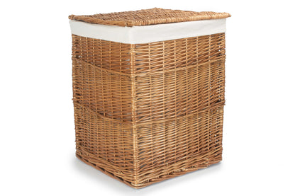 LIGHT STEAMED LARGE SQUARE LAUNDRY BASKET with WHITE LINING