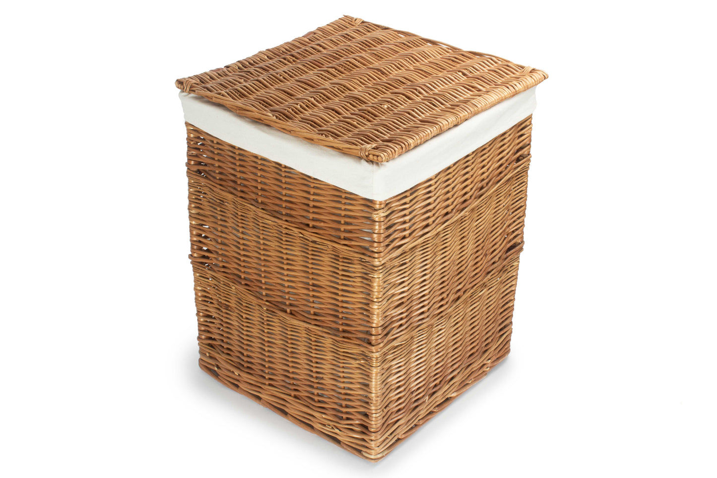 LIGHT STEAMED LARGE SQUARE LAUNDRY BASKET with WHITE LINING