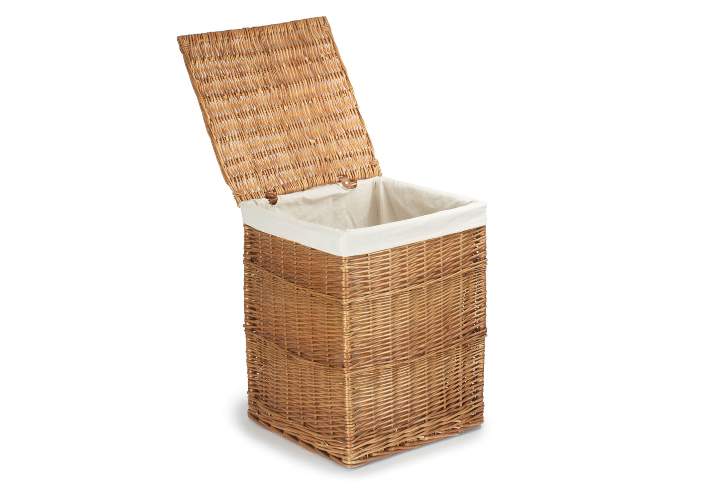 LIGHT STEAMED LARGE SQUARE LAUNDRY BASKET with WHITE LINING