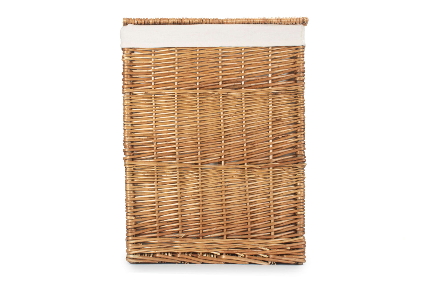 LIGHT STEAMED LARGE SQUARE LAUNDRY BASKET with WHITE LINING