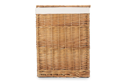 LIGHT STEAMED LARGE SQUARE LAUNDRY BASKET with WHITE LINING