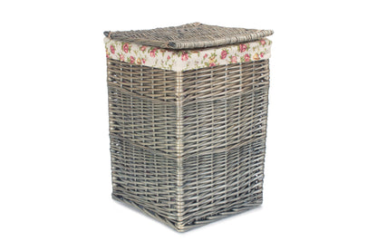 SMALL SQUARE LAUNDRY BASKET with GARDEN ROSE LINING