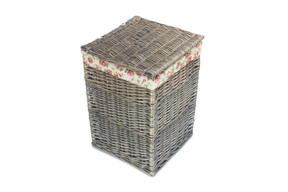 SMALL SQUARE LAUNDRY BASKET with GARDEN ROSE LINING