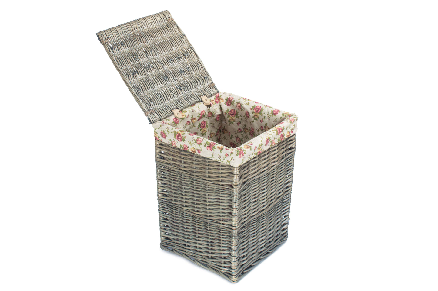 SMALL SQUARE LAUNDRY BASKET with GARDEN ROSE LINING