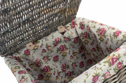 SMALL SQUARE LAUNDRY BASKET with GARDEN ROSE LINING