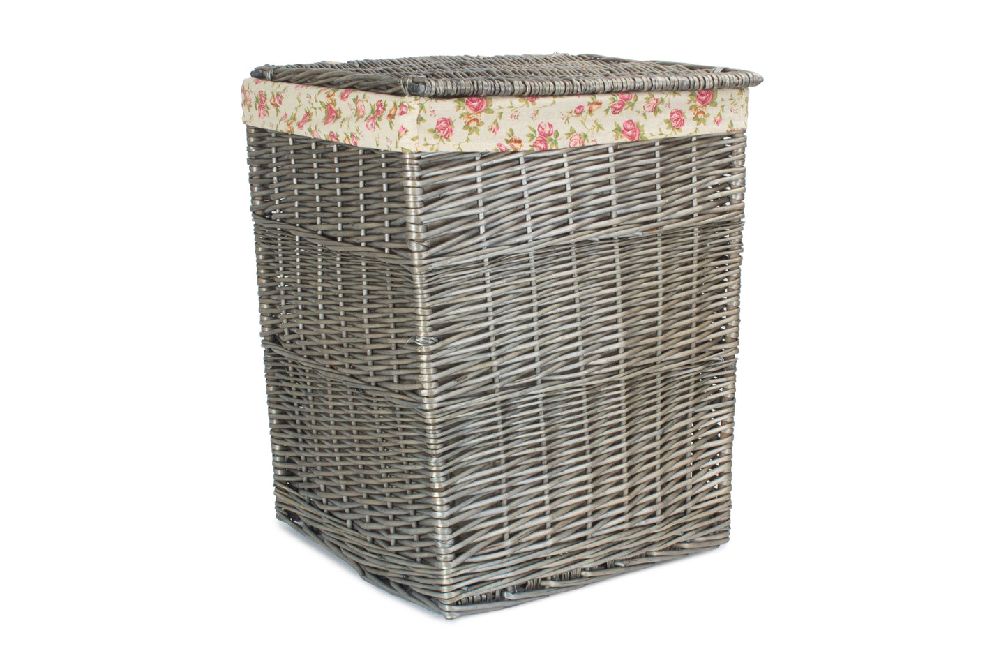 LARGE SQUARE LAUNDRY BASKET with GARDEN ROSE LINING