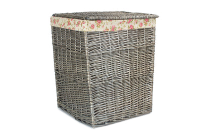 LARGE SQUARE LAUNDRY BASKET with GARDEN ROSE LINING