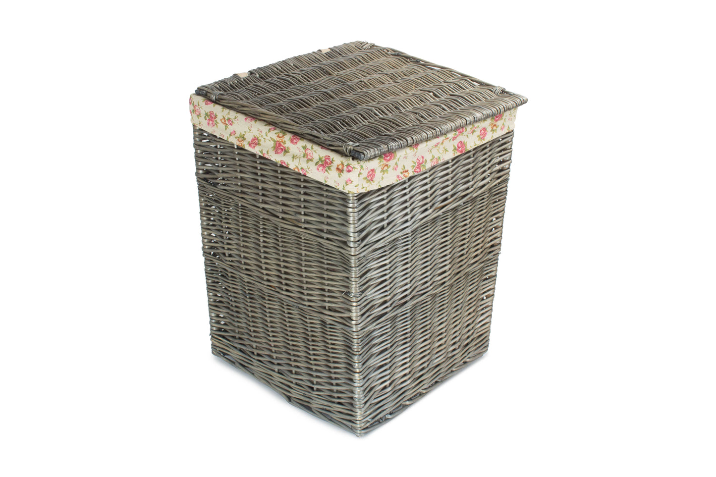LARGE SQUARE LAUNDRY BASKET with GARDEN ROSE LINING