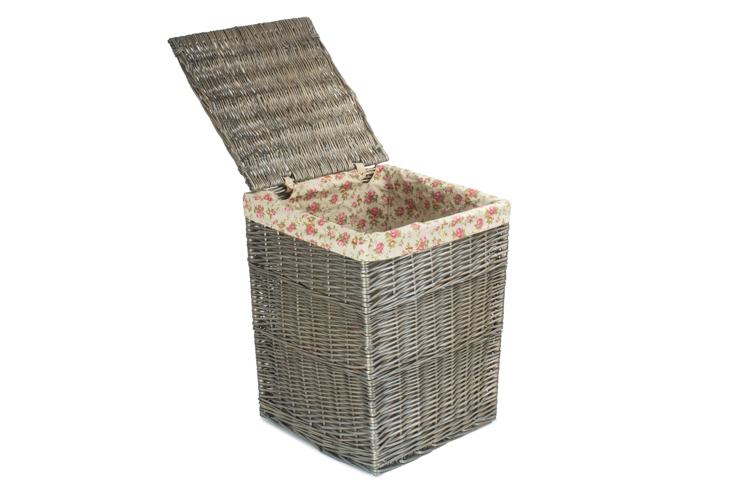 LARGE SQUARE LAUNDRY BASKET with GARDEN ROSE LINING