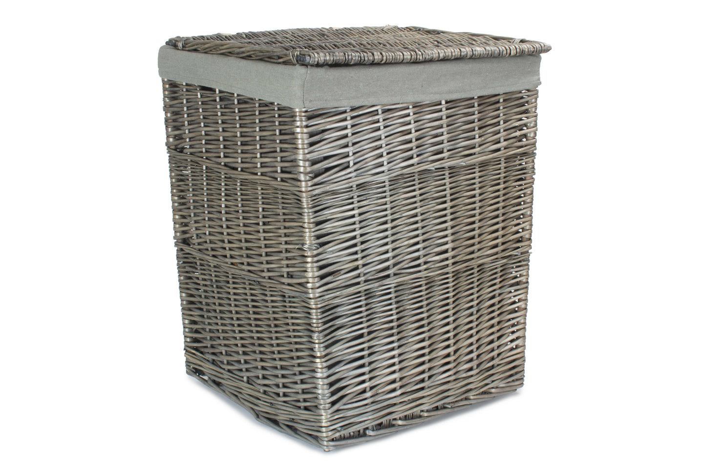 LARGE SQUARE LAUNDRY BASKET with GREY SAGE LINING