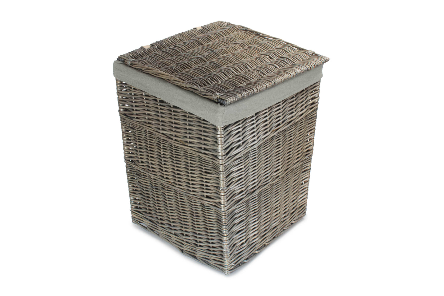 LARGE SQUARE LAUNDRY BASKET with GREY SAGE LINING