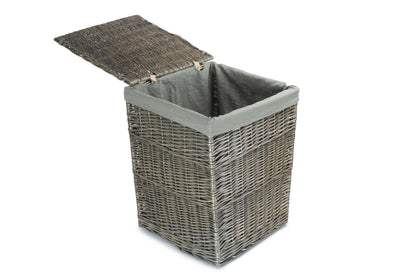 LARGE SQUARE LAUNDRY BASKET with GREY SAGE LINING
