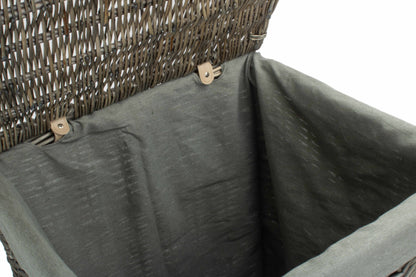 LARGE SQUARE LAUNDRY BASKET with GREY SAGE LINING