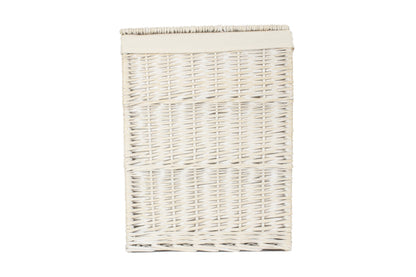 LARGE SQUARE WHITE WASH LAUNDRY HAMPER with WHITE LINING