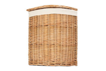 SMALL LIGHT STEAMED CORNER LINEN BASKET with WHITE LINING