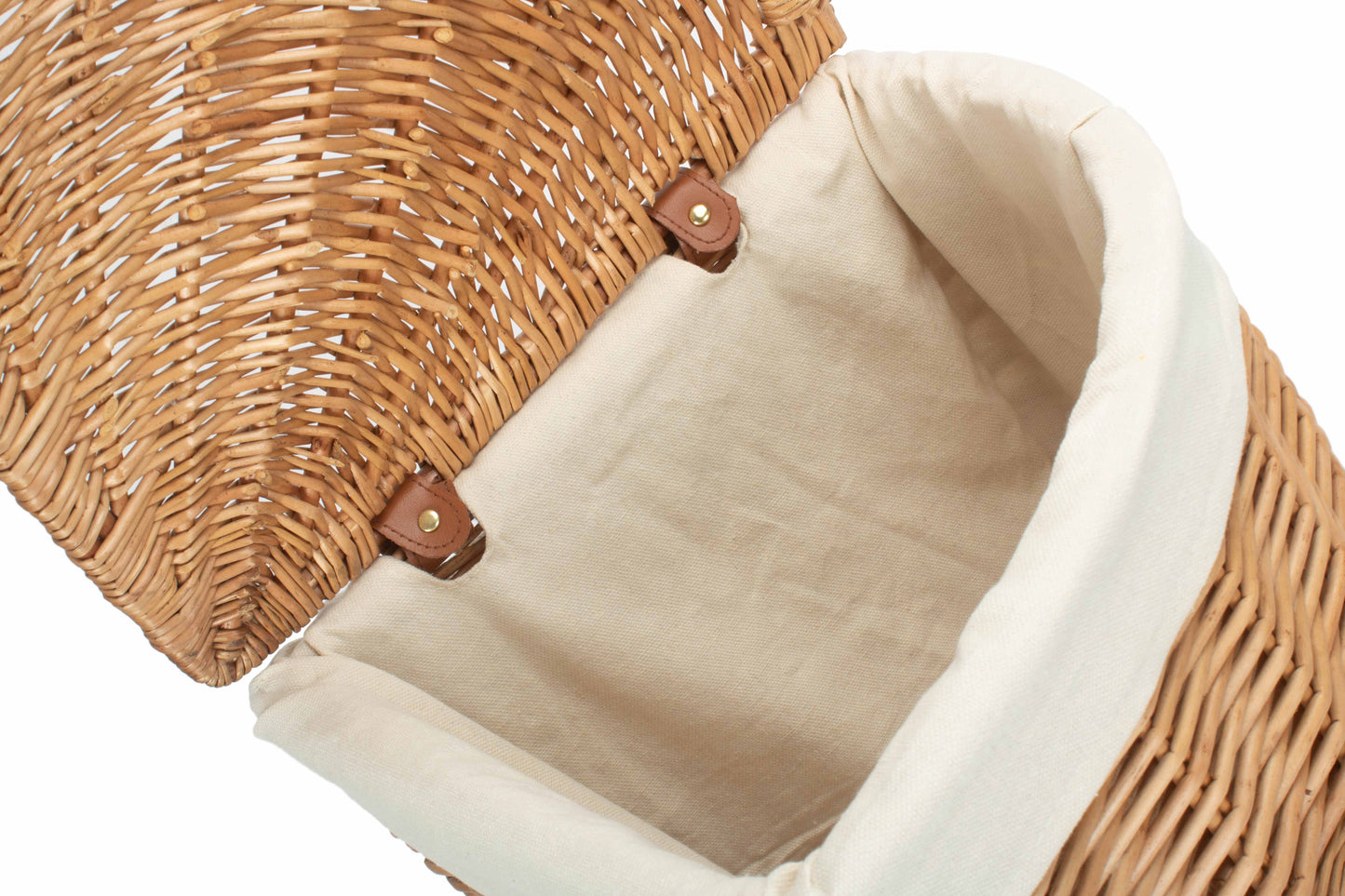 SMALL LIGHT STEAMED CORNER LINEN BASKET with WHITE LINING