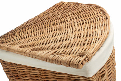 LARGE LIGHT STEAMED CORNER LINEN BASKET with WHITE LINING