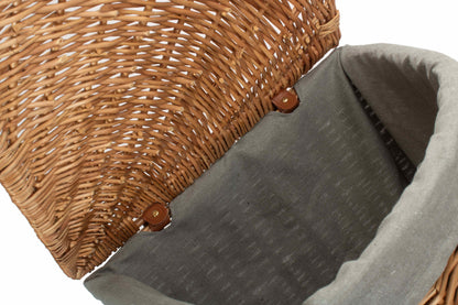 LARGE LIGHT STEAMED CORNER LINEN BASKET with GREY SAGE LINING