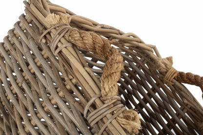 SMALL SQUARE GREY RATTAN LOG BASKET