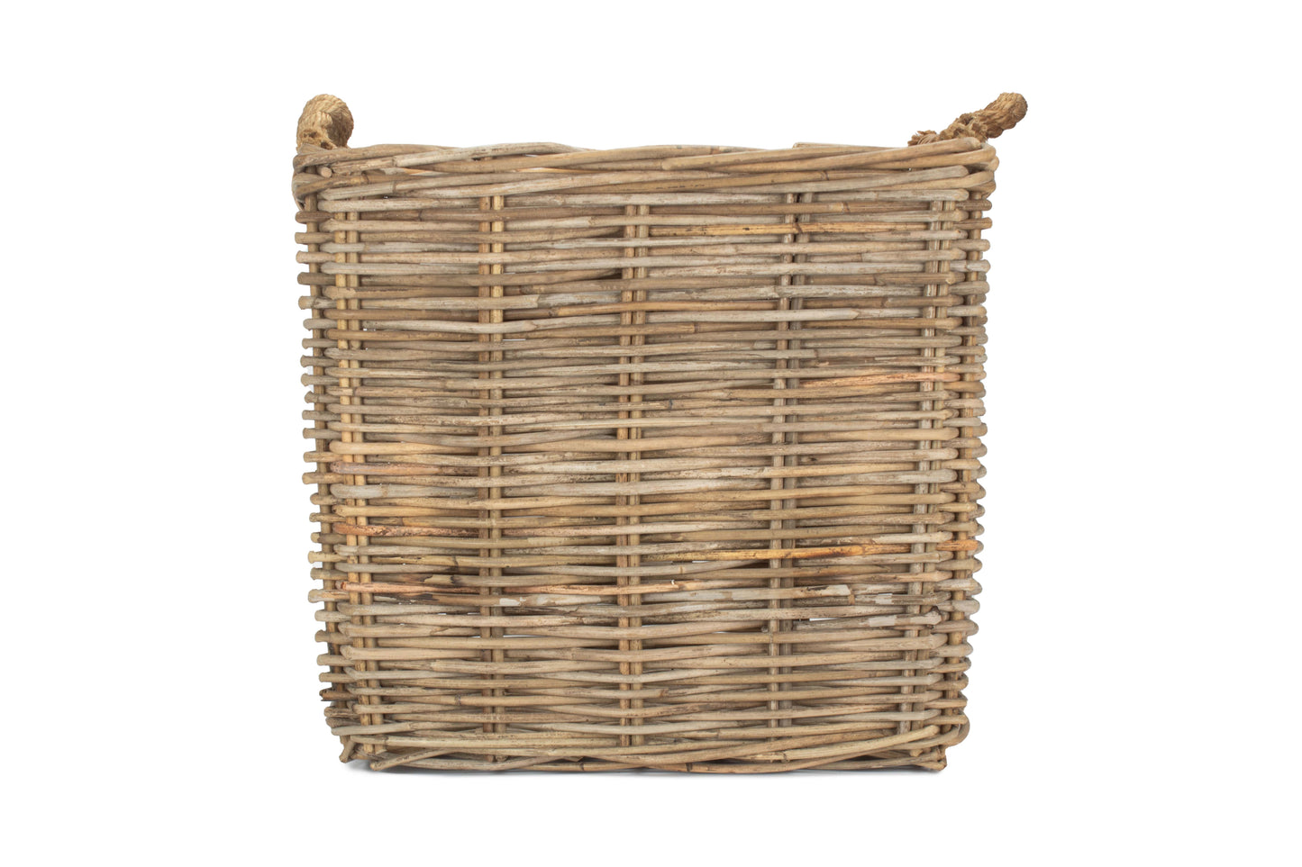 MEDIUM SQUARE GREY RATTAN LOG BASKET