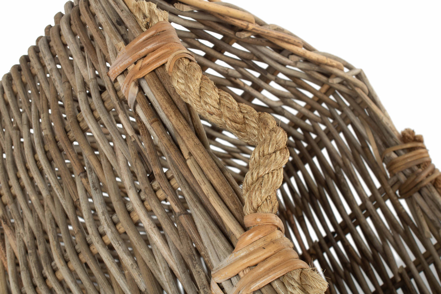 MEDIUM SQUARE GREY RATTAN LOG BASKET