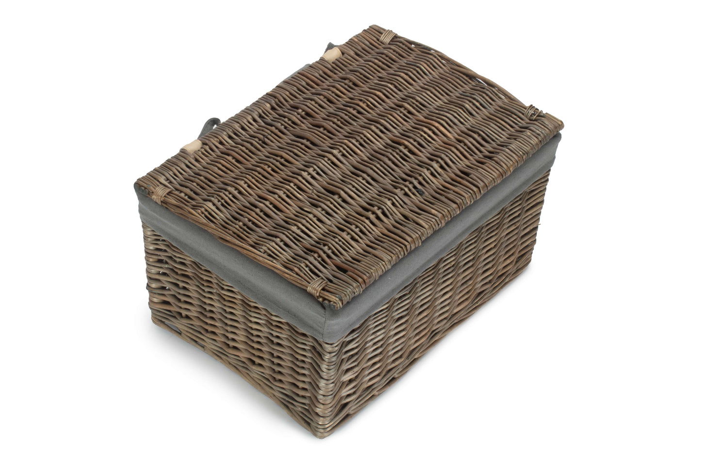 LARGE ANTIQUE WASH STORAGE HAMPER with GREY SAGE LINING