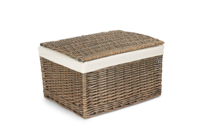 EXTRA LARGE ANTIQUE WASH STORAGE HAMPER with WHITE LINING