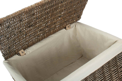 EXTRA LARGE ANTIQUE WASH STORAGE HAMPER with WHITE LINING