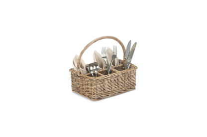 ANTIQUE WASH RECTANGULAR 6 SECTION CUTLERY BASKET