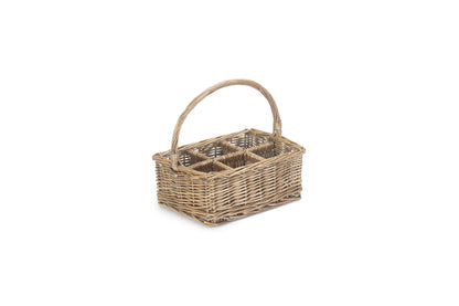 ANTIQUE WASH RECTANGULAR 6 SECTION CUTLERY BASKET