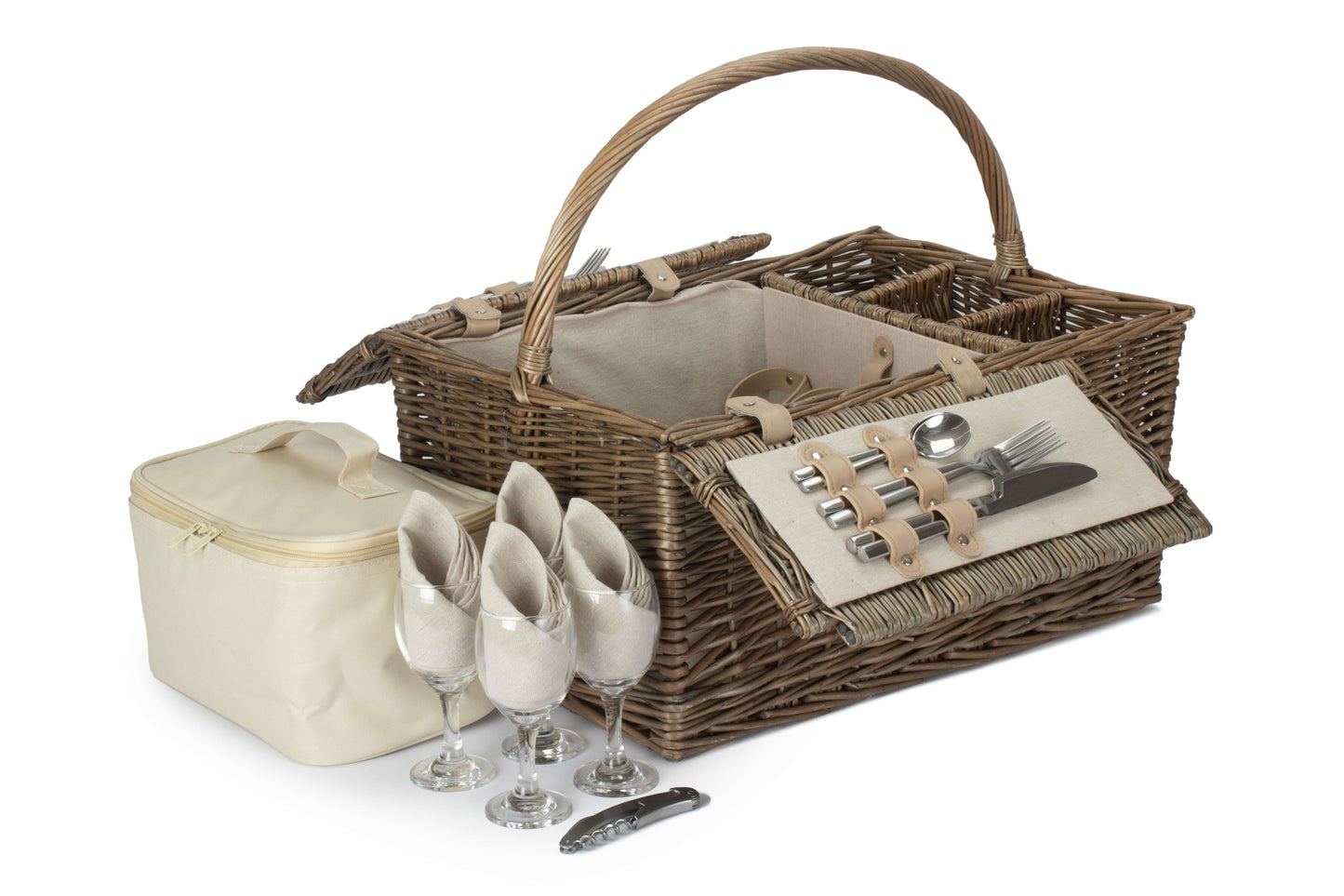 ANTIQUE WASH LIDDED 4 PERSON HAMPER