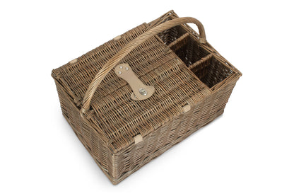 ANTIQUE WASH LIDDED 4 PERSON HAMPER