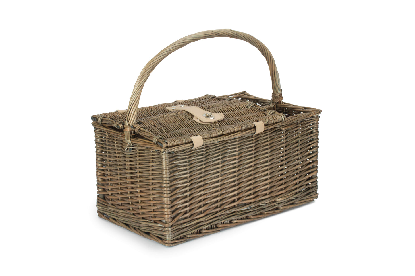ANTIQUE WASH LIDDED 2 PERSON HAMPER