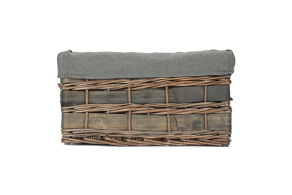 SMALL GREY SCANDI STORAGE BASKET with GREY SAGE LINING