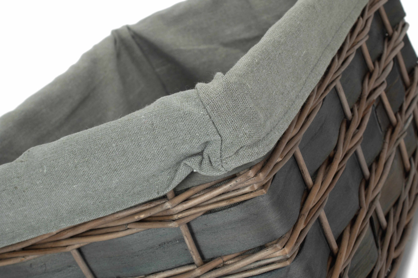 LARGE GREY SCANDI STORAGE BASKET with GREY SAGE LINING