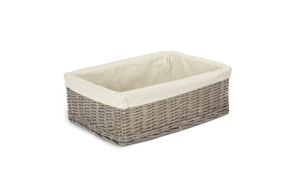 EXTRA LARGE GREY WASH FINISH TRAY with LINING