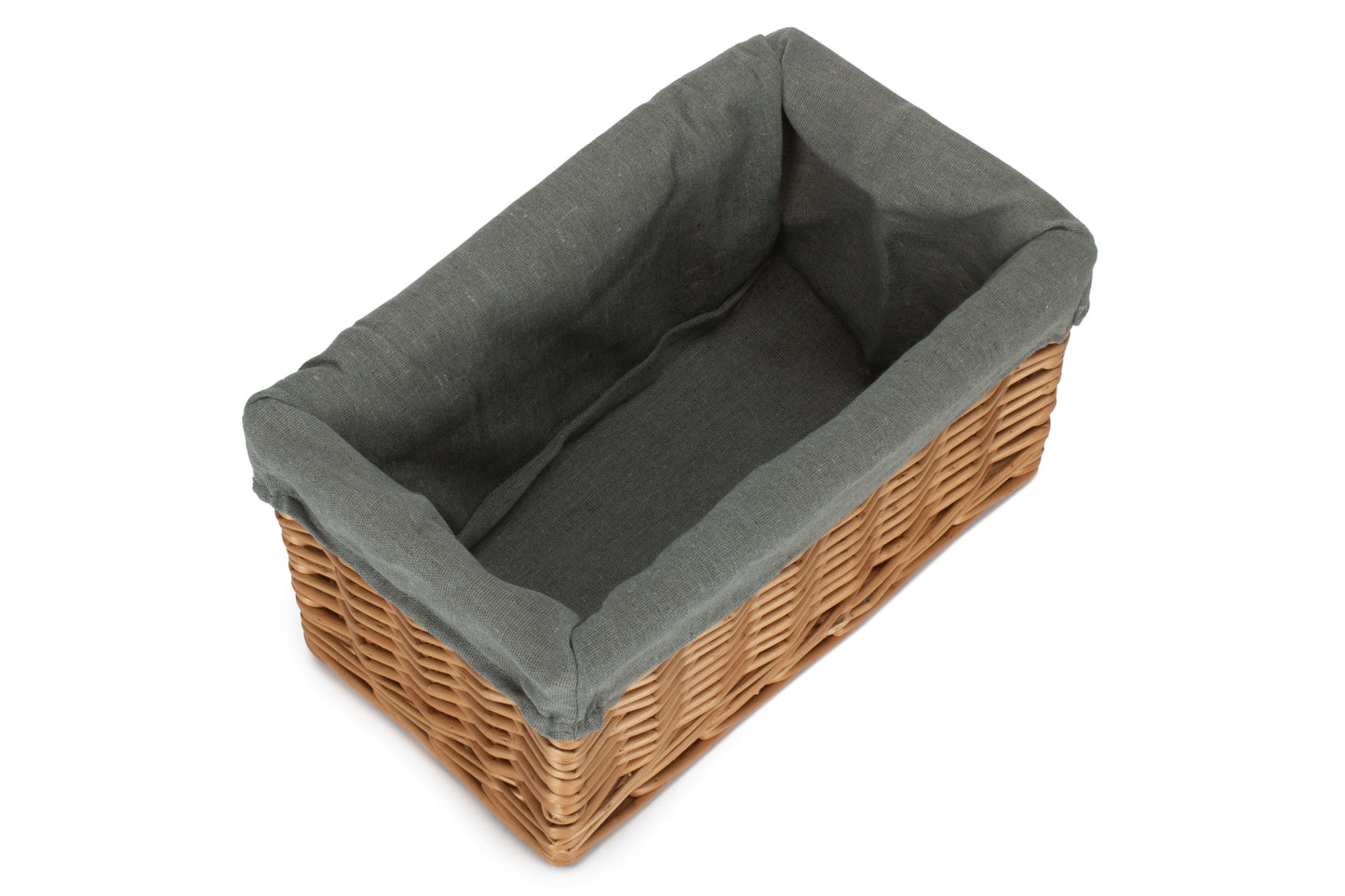 SMALL DOUBLE STEAMED STORAGE BASKET with GREY SAGE LINING