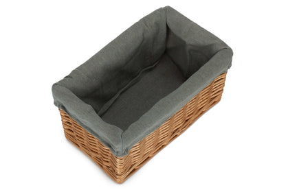 SMALL DOUBLE STEAMED STORAGE BASKET with GREY SAGE LINING