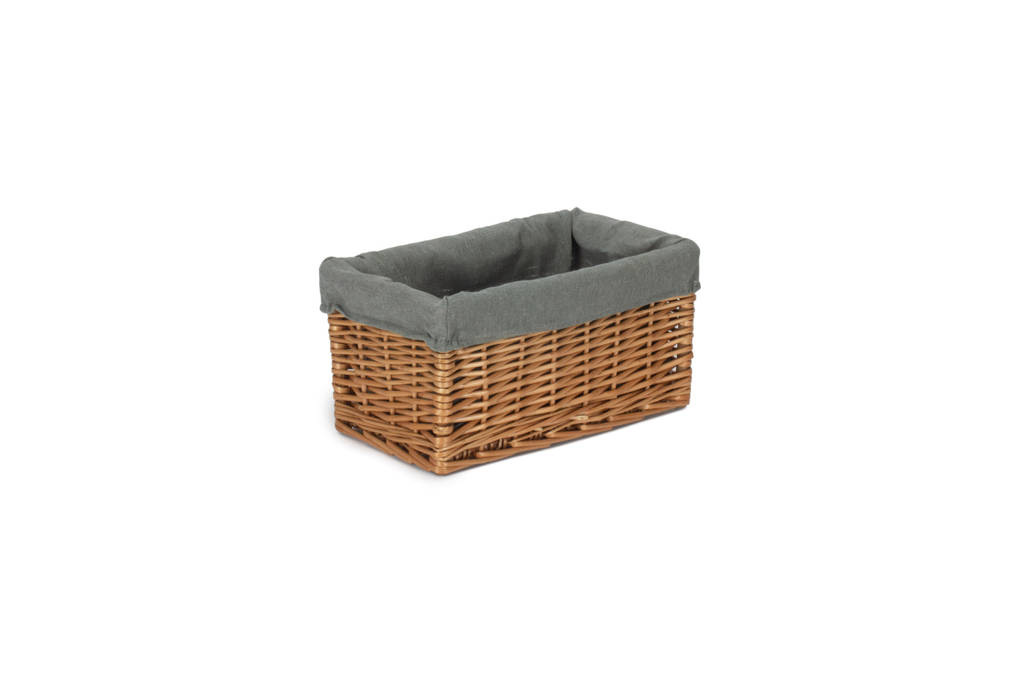 SMALL DOUBLE STEAMED STORAGE BASKET with GREY SAGE LINING