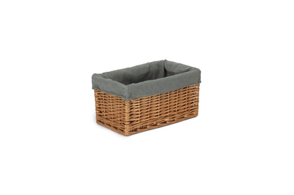 SMALL DOUBLE STEAMED STORAGE BASKET with GREY SAGE LINING