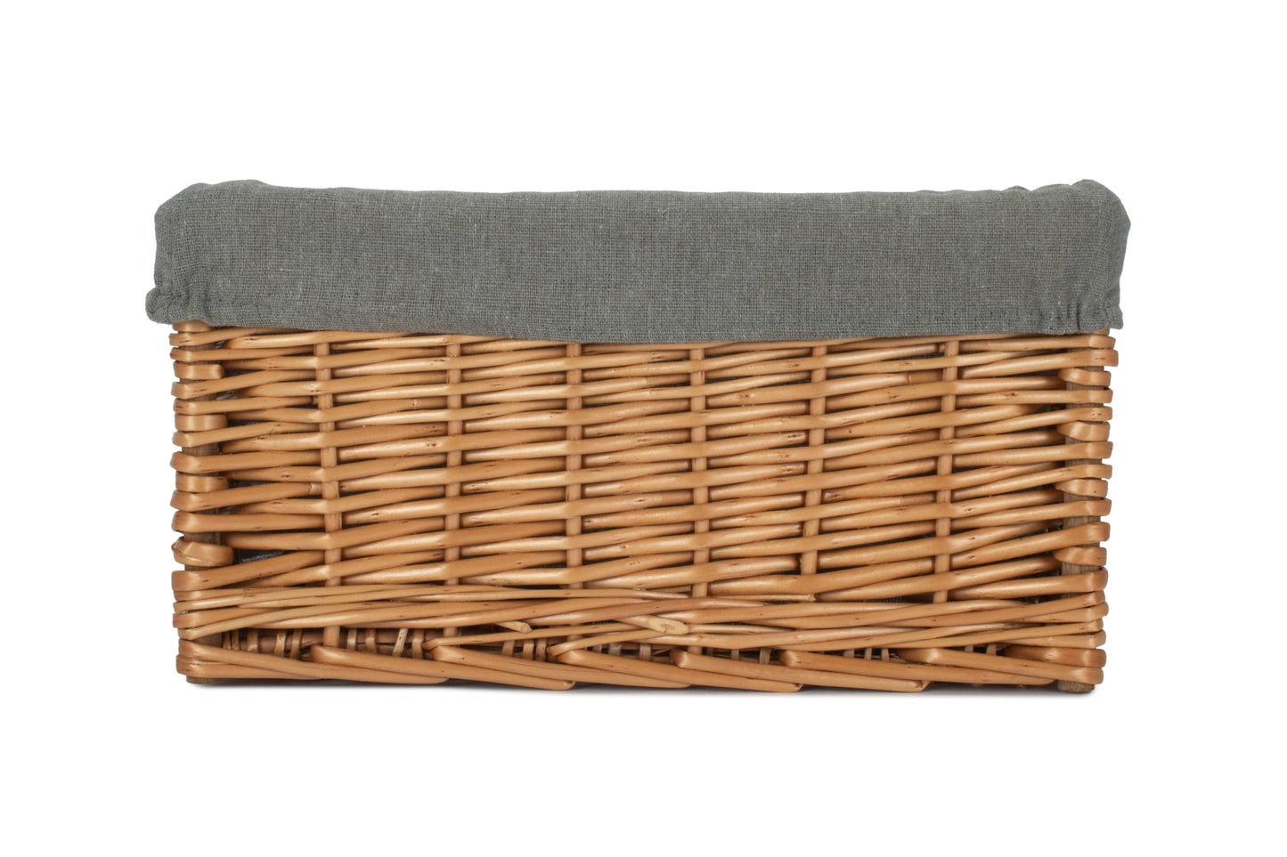 SMALL DOUBLE STEAMED STORAGE BASKET with GREY SAGE LINING