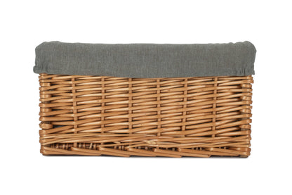 SMALL DOUBLE STEAMED STORAGE BASKET with GREY SAGE LINING