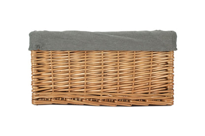 MEDIUM DOUBLE STEAMED STORAGE BASKET with GREY SAGE LINING