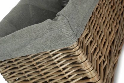 SMALL ANTIQUE WASH STORAGE BASKET with GREY SAGE LINING