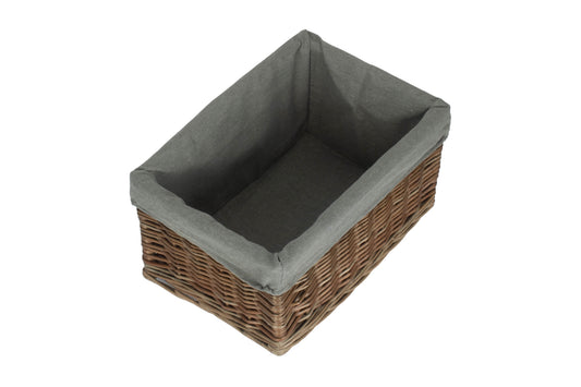 MEDIUM ANTIQUE WASH STORAGE BASKET with GREY SAGE LINING