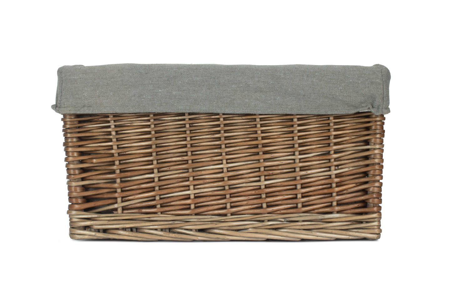 MEDIUM ANTIQUE WASH STORAGE BASKET with GREY SAGE LINING