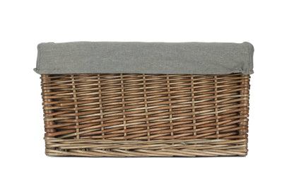 MEDIUM ANTIQUE WASH STORAGE BASKET with GREY SAGE LINING