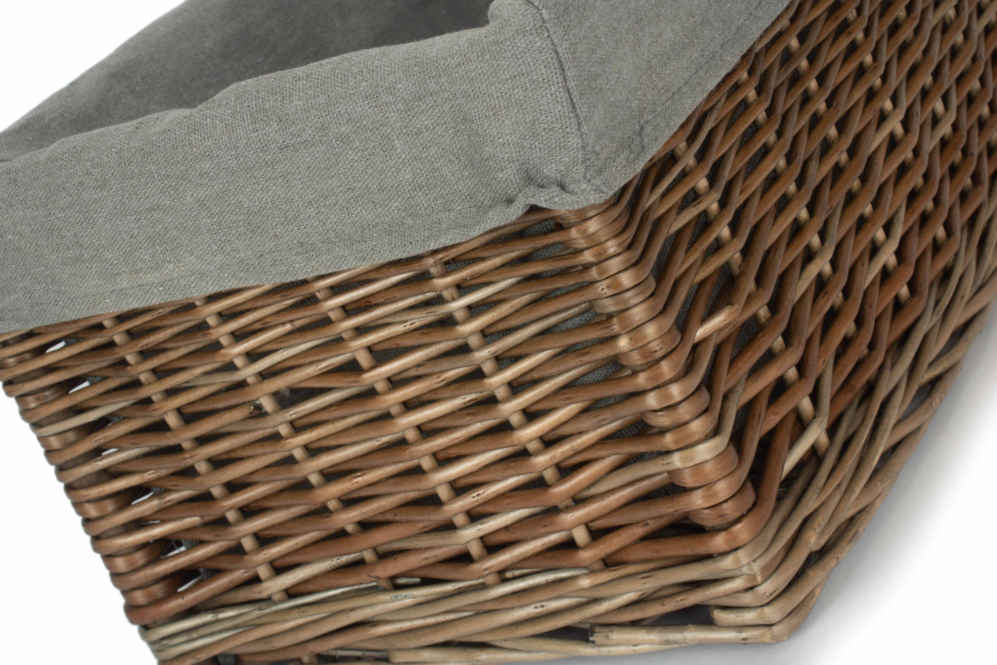MEDIUM ANTIQUE WASH STORAGE BASKET with GREY SAGE LINING